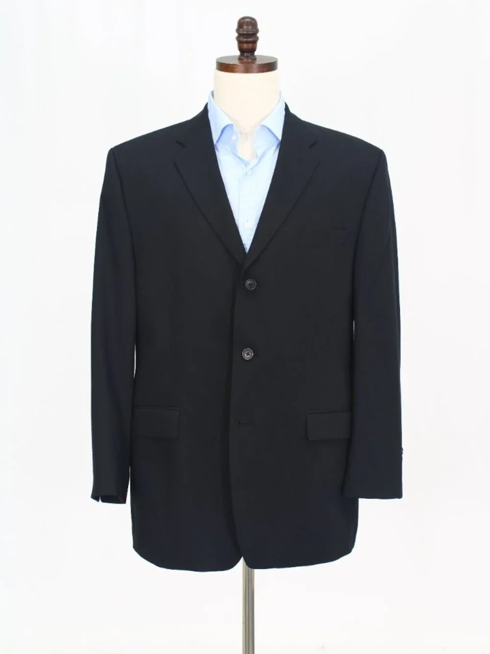 Calvin Klein 44R 38x31 Black Full Suit 3-Button Solid R943